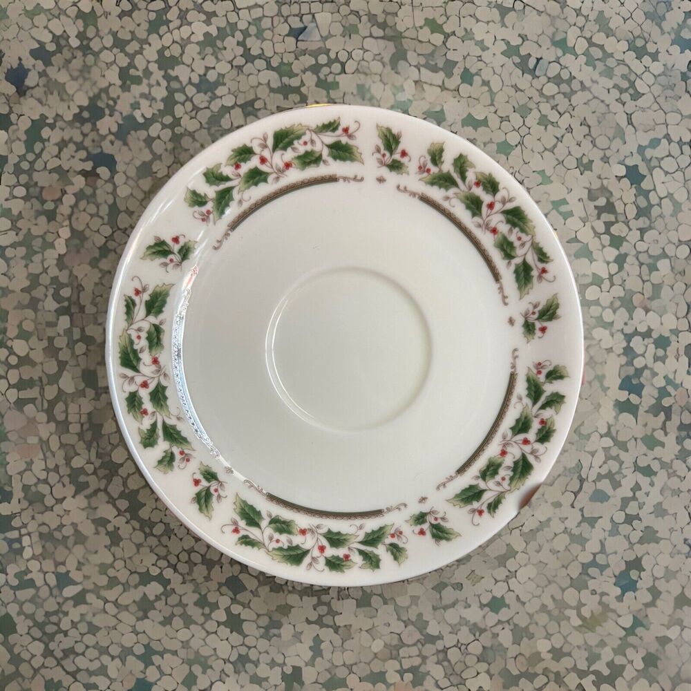 3 Vintage Porcelain Royal Limited -Holly Holiday Small Plates Saucers Christmas